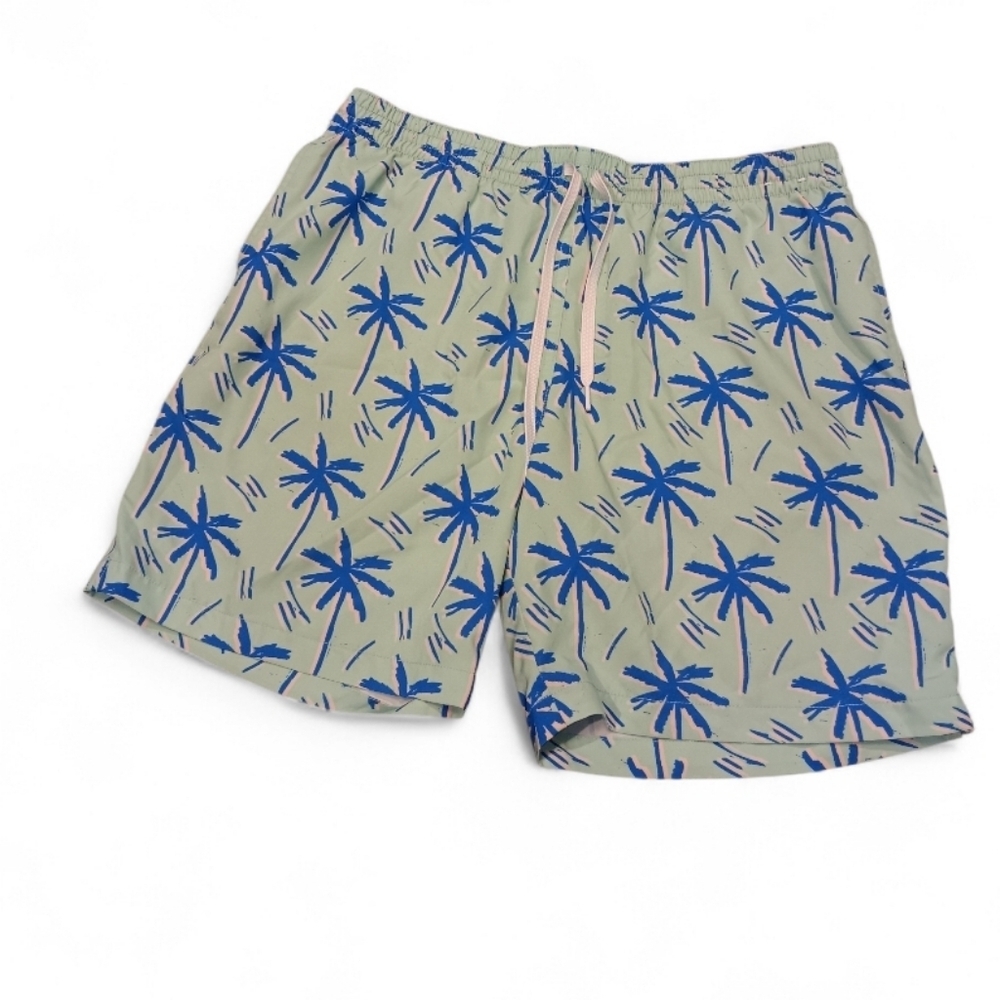Chubbies Shorts Mens XL Blue Palm Trees Swim Trunks All Over Print Tropical 7''